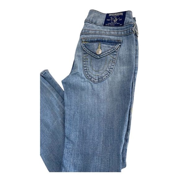 True Religion Blue Boot Cut Jeans with Signature Stitching - Picture 2 of 13
